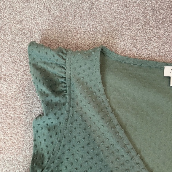 J. Crew Green Textured V-Neck Blouse - Picture 3 of 4